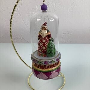 Jim Shore Glass dome Santa Christmas Day is finally Here Ornament EUC